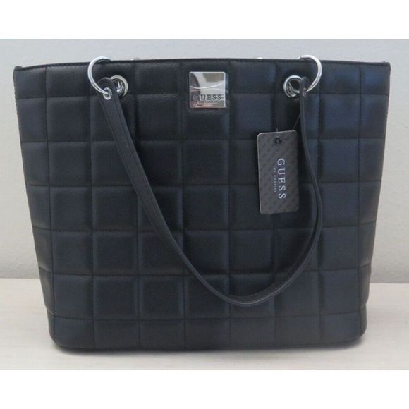 Guess PE827124 Women's Medium Black Window Rock Quilted Shoulder Tote Bag - Picture 3 of 11